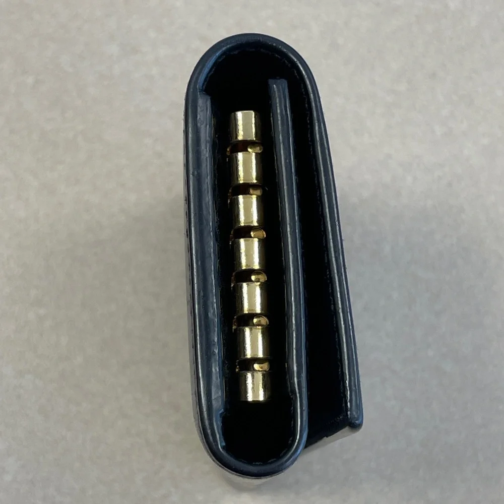 Saint Laurent 6 Row Navy Leather Key Case - Preowned